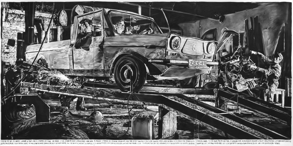 Rinus Van de Velde, 'I am disappearing slowly, 2016, 300 cm x 600 cm, charcoal on canvas, Courtesy Tim Van Laere Gallery, Antwerp