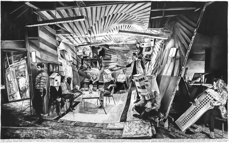 Rinus Van de Velde, 'Insanity exceeds the borders of the single mind,...', 2015, 300 cm x 480 cm, charcoal on canvas, Courtesy Tim Van Laere Gallery, Antwerp