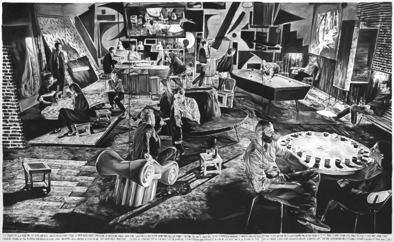 Rinus Van de Velde, 'Our silhouettes in a sharp sun.', 2015 300 cm x 480 cm, charcoal on canvas, Courtesy Tim Van Laere Gallery, Antwerp