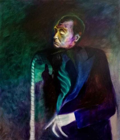 Jorge Luis Borges, 2019, Öl auf Leinwand, 140 x 120 cm, © Yury Kharchenko, Foto: Daniel Cati