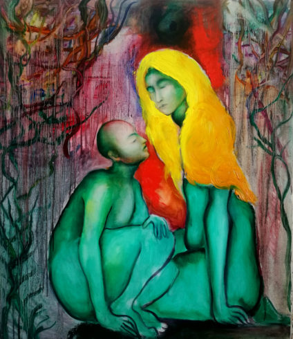 Mutter und Kind, 2019, Öl auf Leinwand, 140 x 130 cm
