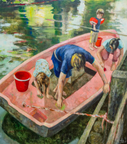 Boat cleaning, Acrylfarbe auf Leinwand, 140 x 125 cm, 2017