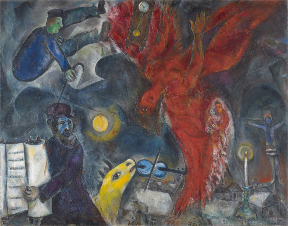 Marc Chagall, Der Engelssturz, 1923/1933/1947, Öl auf Leinwand, 147,5 x 188,5 cm, Kunstmuseum Basel, Depositum aus Privatsammlung, © VG Bild-Kunst, Bonn 2021, Foto: Martin P. Bühler