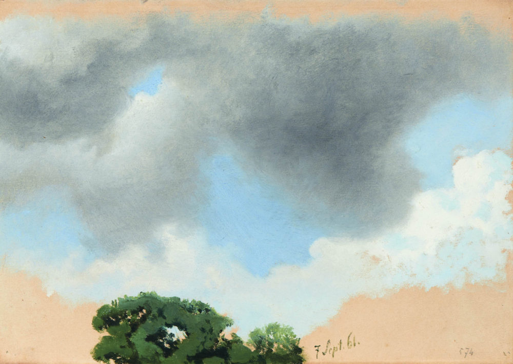 Johann Wilhelm Cordes: Wolkenstudie mit Baumwipfel, 1861 Foto: Die Lübecker Museen, Museum Behnhaus Drägerhaus / Michael Haydn