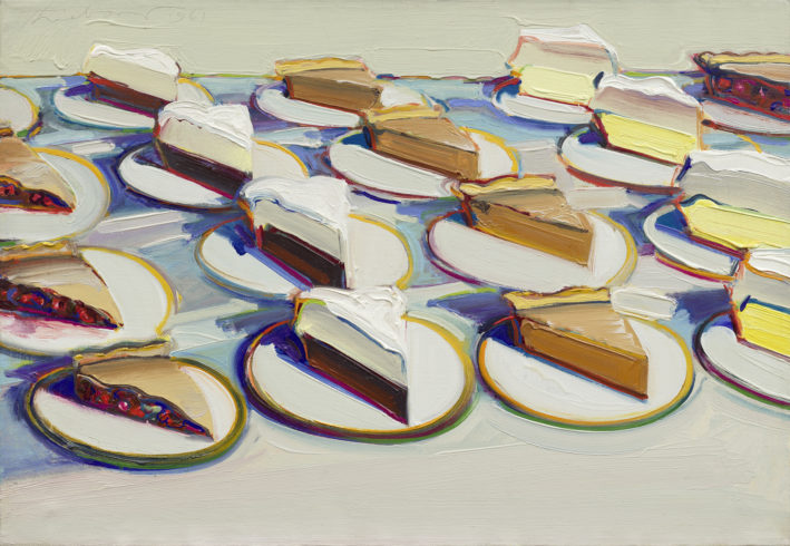 Pie Rows, 1961, Öl auf Leinwand, 55,9 x 71,1 cm, Sammlung der Wayne Thiebaud Foundation, © Wayne Thiebaud Foundation/2023, ©VG-Bild Kunst, Bonn, 2023, Foto: Matthew Kroening.