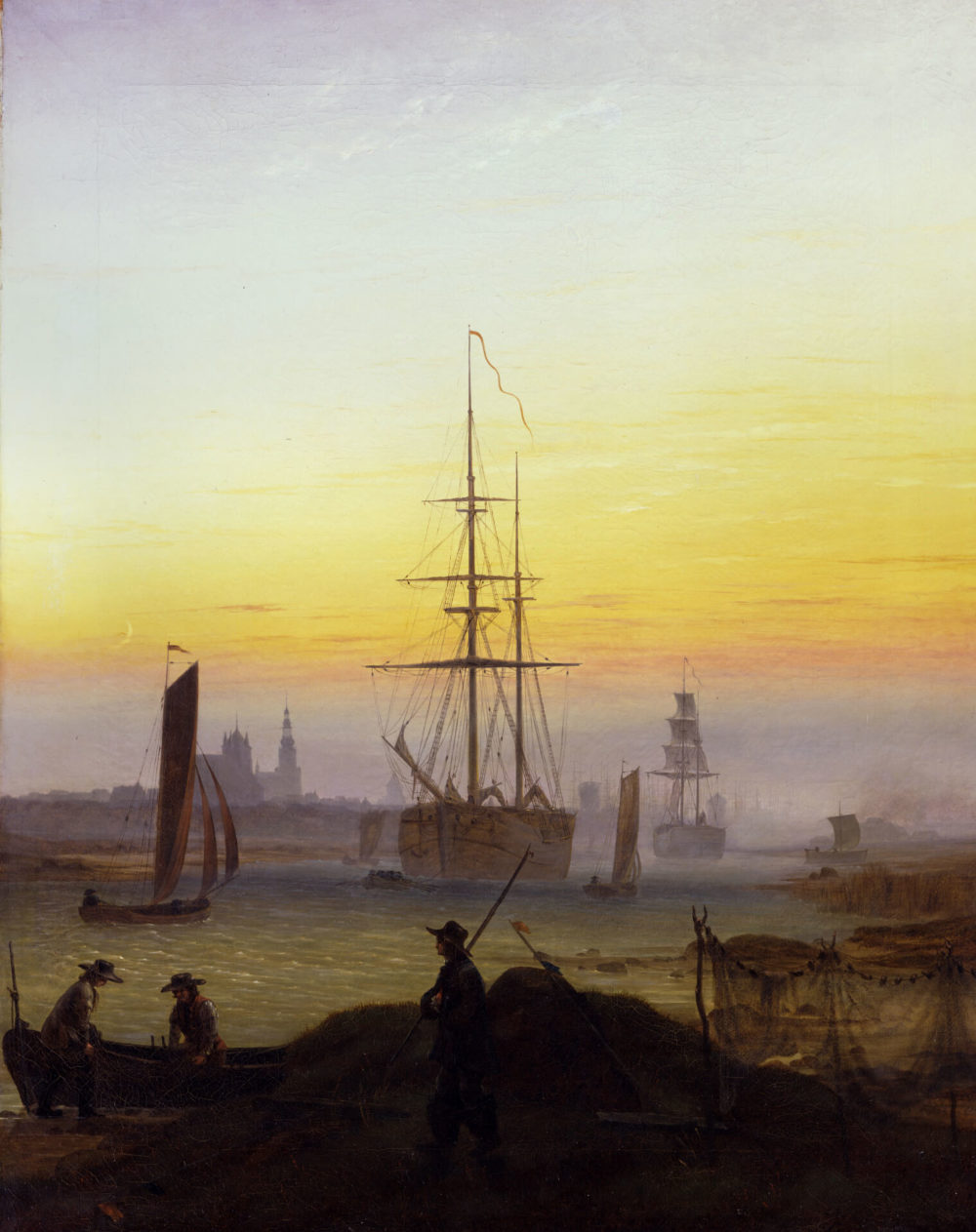 Caspar David Friedrich: „Der Greifswalder Hafen“, um 1818/1820, Öl auf Leinwand Staatliche Museen zu Berlin, Nationalgalerie, Foto: Jörg P. Anders