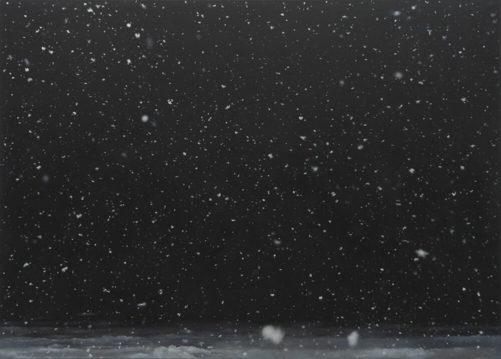 Vija Celmins, Snowfall 1 (Schneefall #1), 2022–2024, Öl und Alkyd auf Leinwand, 132 x 184 cm Sammlung Glenn und Amanda Fuhrman NY, Courtesy der FLAG Art Foundation, © Vija Celmins, Courtesy Matthew Marks Gallery, Foto: Aaron Wax, Courtesy Matthew Marks Gallery