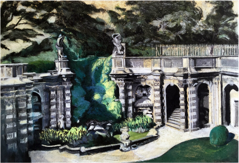 Nymphenbad, 2020, Pastell auf Hanji/Sperrholz, 120 x 80 cm. Foto: Karen Koschnick