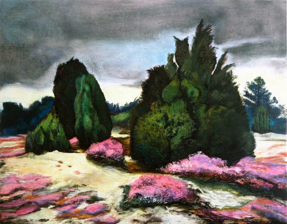 Karen Koschnick, Wachholder, 2024, Pastell auf Leinwand auf Holz kaschiert, 140 x 120 cm. Foto: Karen Koschnick