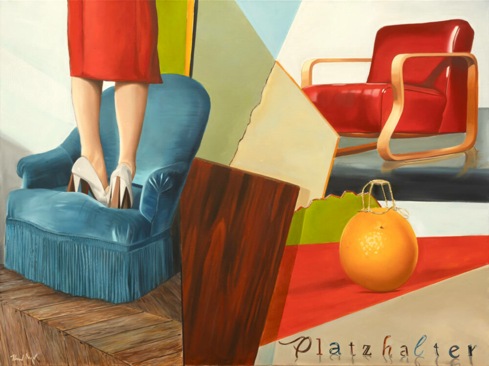 Platzhalter, 2025, Öl auf Leinwand, 120 x 160 cm © Heiner Meyer, Foto: Studio Heiner Meyer