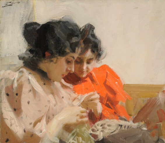 Anders Zorn (1860–1920), Spitzensaum, 1894, Öl auf Leinwand, 42 x 48 cm, Zornmuseet, Mora © Zornmuseet, Mora
