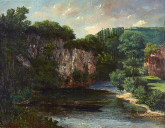 Gustave Courbet La Roche Oraguay, Vallon de Maisières, Doubs / Der Oraguay-Felsen, Maisières-Tal, Doubs, 1860 Öl auf Leinwand, 151,5 x 195 cm © Museum Folkwang, Essen