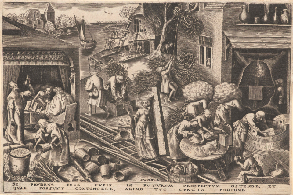 Pieter Bruegel d.Ä., gestochen von Philipp Galle, Klugheit (Prudentia), Kupferstich, 229 x 302 mm Städel Museum, Frankfurt am Main