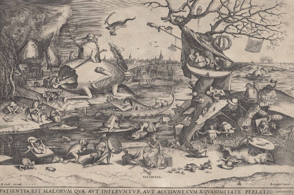 Pieter Bruegel d.Ä., gestochen von Pieter van der Heyden, Geduld (Patientia), 1557, Kupferstich, 335 x 430 mm Städel Museum, Frankfurt am Main