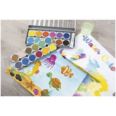 Produktbild von EBERHARD FABER Deckfarbkasten EFA Color – 12 Farben, Malkasten Für Die Schule