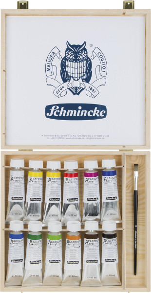 Schmincke – Akademie Acryl Color Acrylfarben-Set im Holzkoffer