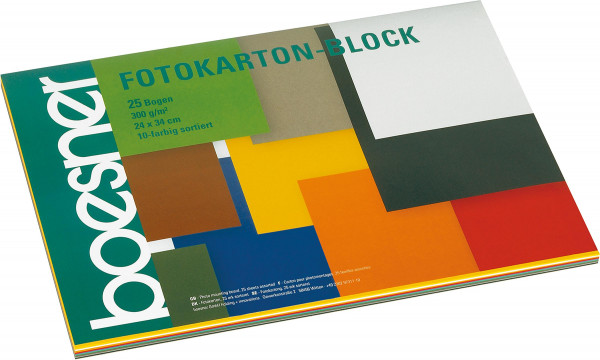 boesner Fotokarton-Block, 10-farbig sortiert