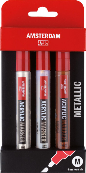 Royal Talens – Amsterdam Acrylmarker-Set, Metallicfarben