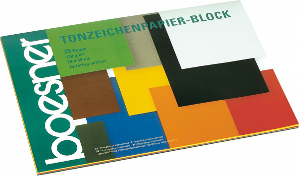 boesner Tonzeichenpapier-Block, 10-farbig sortiert
