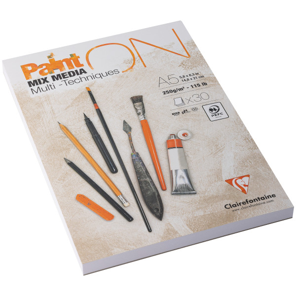 Clairefontaine Paint On Weiß Multitechnik-Papier DIN A5-Sonderblock