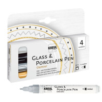 Kreul Glass & Porcelain Pen Glamour-Set |2x Classic medium + 2x Metallic medium