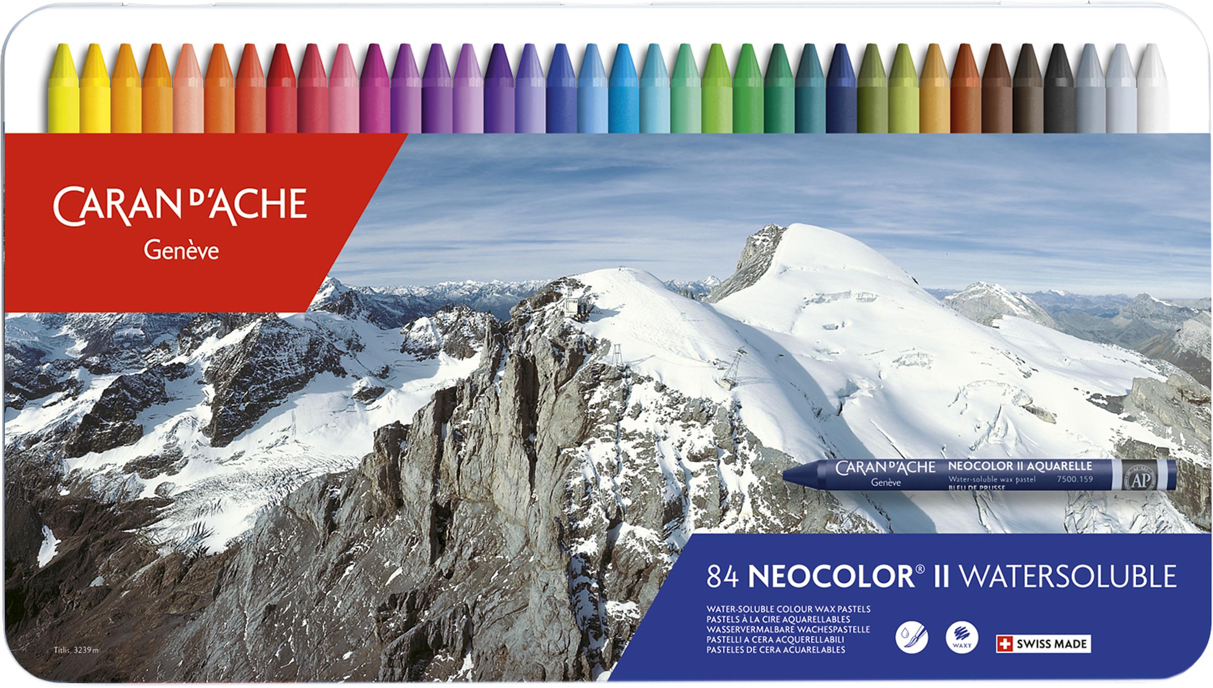 Caran D'Ache Neocolor II Aquarell-Wachsmalstifte – Set Mit 40 Farben + Postkarte