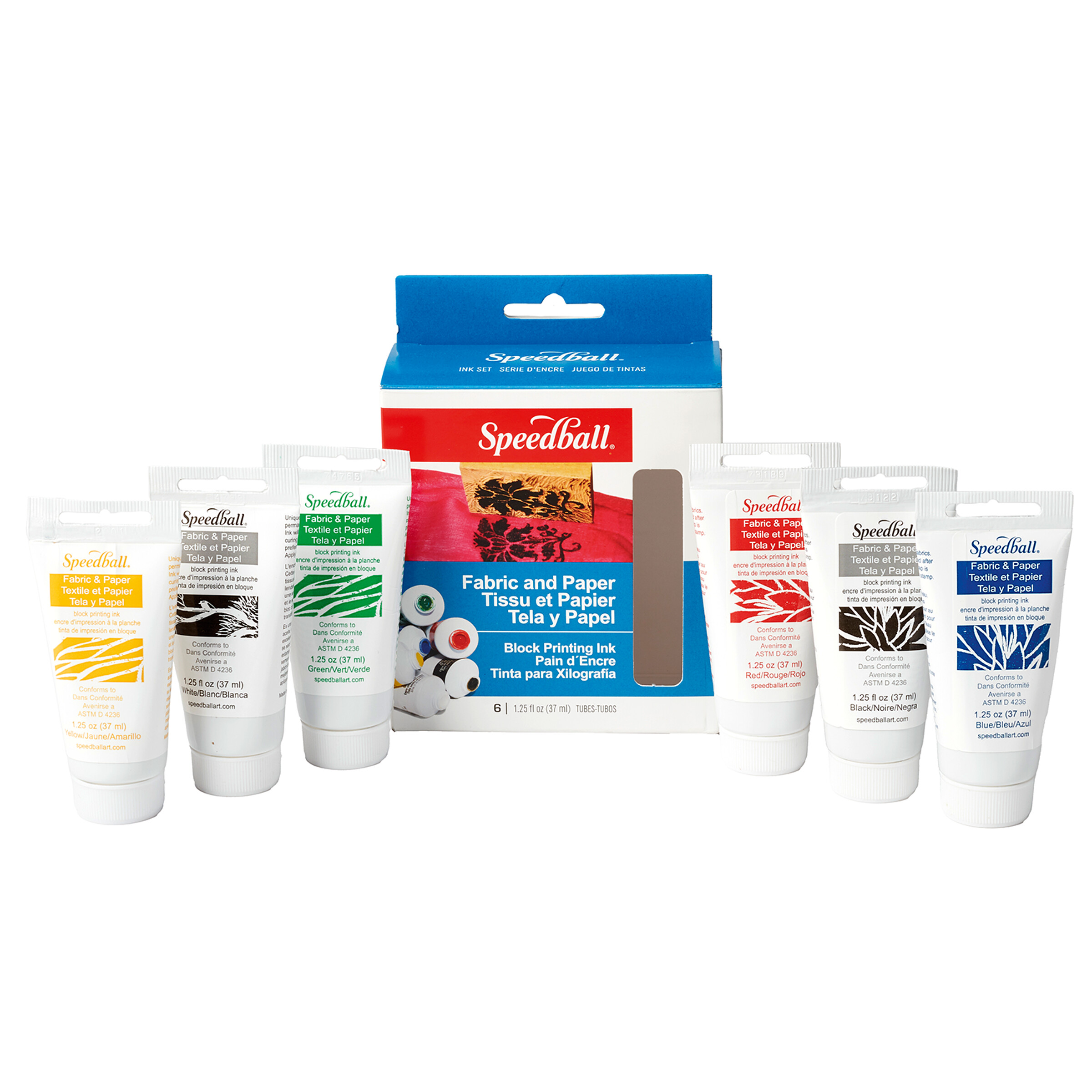 Speedball Block Tinte Starter Set – 6 Farben, Wasserlöslich, Lichtbeständig, Ungiftig, 37 Ml Tuben