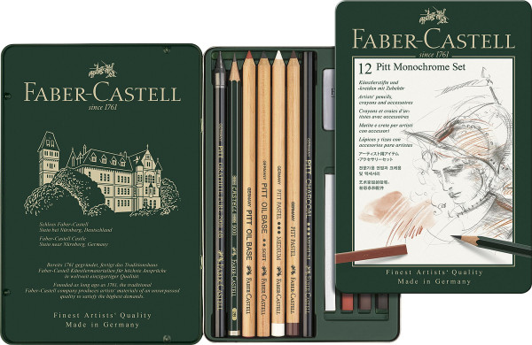 Faber-Castell Pitt Monochrome Set, 12-teilig